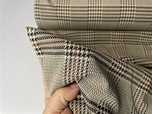 Fastvævet polyester - lækre tern i brune nuancer